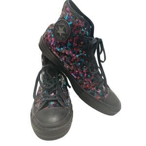 Converse CTAS Sneakers Women 10.5 Colorful Sequins Bling High Athletic 562443C